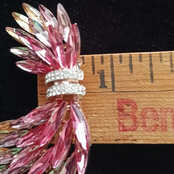 Fire Red Rhinestone Brooch - Picture 4 of 4